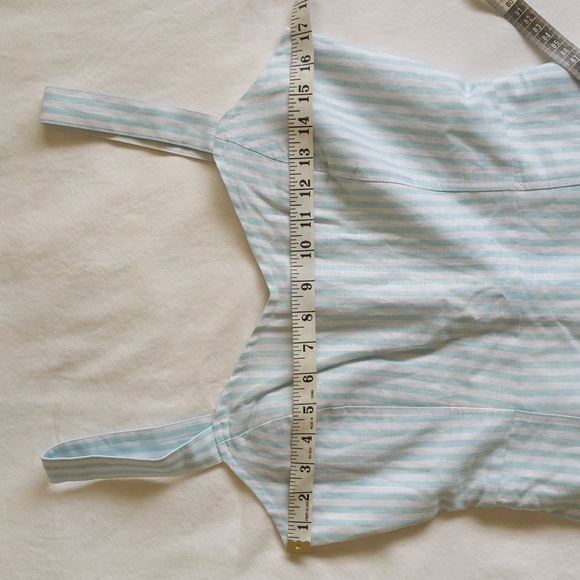 NEW Gap women's linen cotton blend aqua striped fit & flare dress size 0 - Picture 10 of 11
